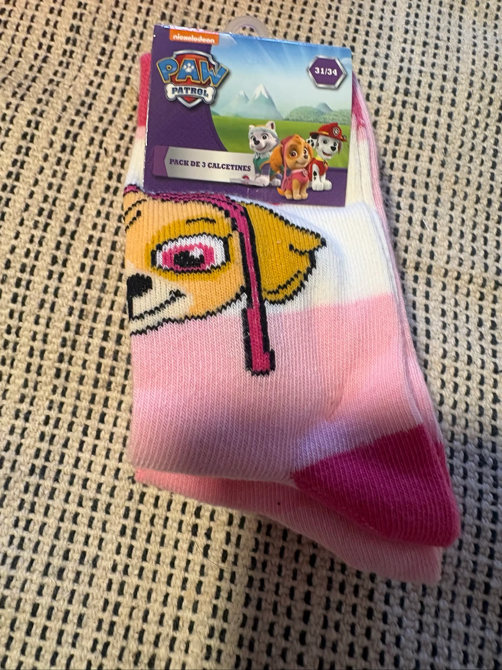 pack 3 calcetines patrulla canina skye rosa talla 31 34 nuevos